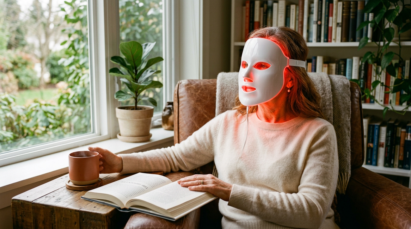 Valentina legge un libro durante la sessione LED